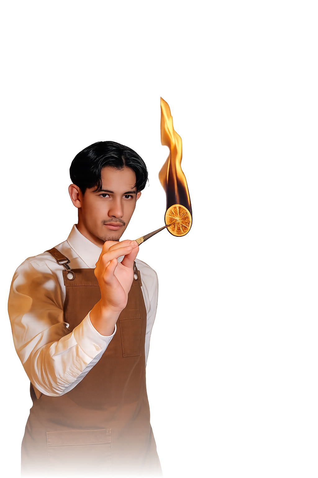 Mama's Medicine bartender flaming an orange garnish